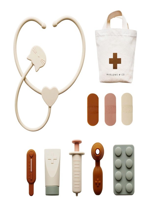 Marlowe & Co Silicone Pretend Play Doctor Kit for Children, 10 Piece Pretend Play Doctor and Vet Kit with Storage Bag - Image 1